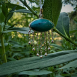 Подвеска ОКО-2 с цепочкой, серебро/бирюза