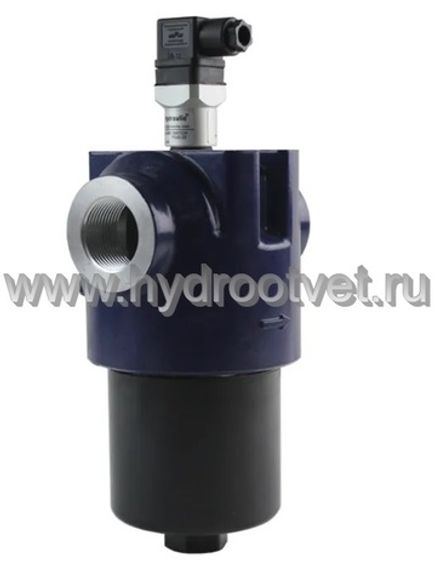 WKLFBN/HC160IE10C1.1 - Линейный фильтр гидравлический одинарный модели LF тонкость фильтрации 10 мкм, типоразмер 160, вид присоединения: резьба G11/4, материал корпуса - алюминий, рабочее давление до 100 бар, электрический индикатор загрязнения