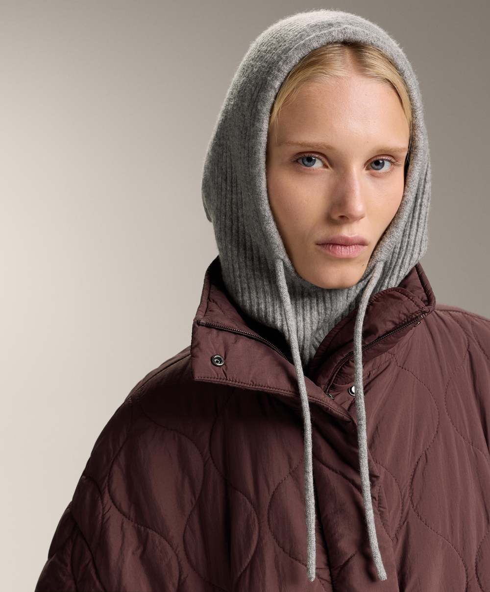 OYSHO Вязаная балаклава в рубчик, серый