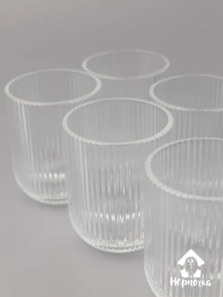 Набор ребристых бокалов для виски, 270 мл. 6 шт. Прозрачные