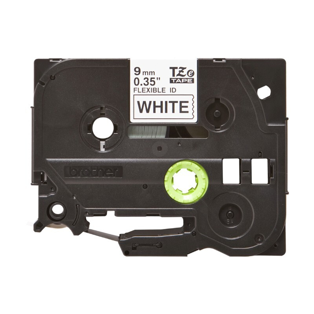 Brother TZE-FX221 кассета с лентой для печати наклеек (эластичная), чёрный шрифт на белой основе, 9мм*8м