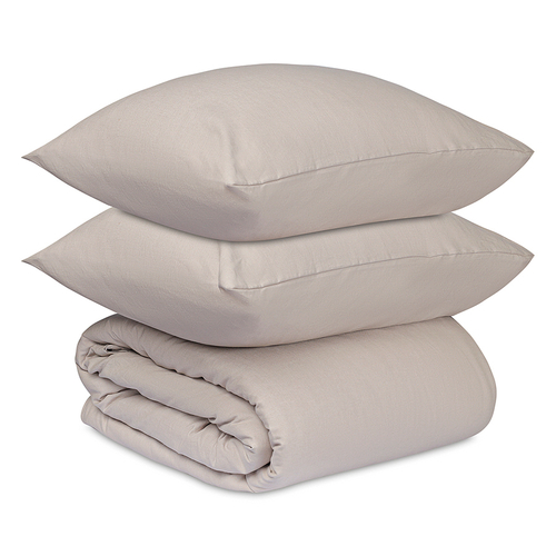 Комплект постельного белья изо льна и хлопка серо-бежевого цвета из коллекции essential, 200х220 см