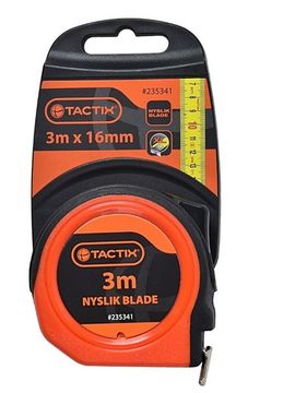 Рулетка метрическая обрезиненная 3 м с лентой 16 мм Tactix 235341