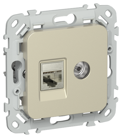 FLITE Розетка 2-местная RJ45/TV категория 6 STP РКТВ6-2-1-ФлШ шампань IEK
