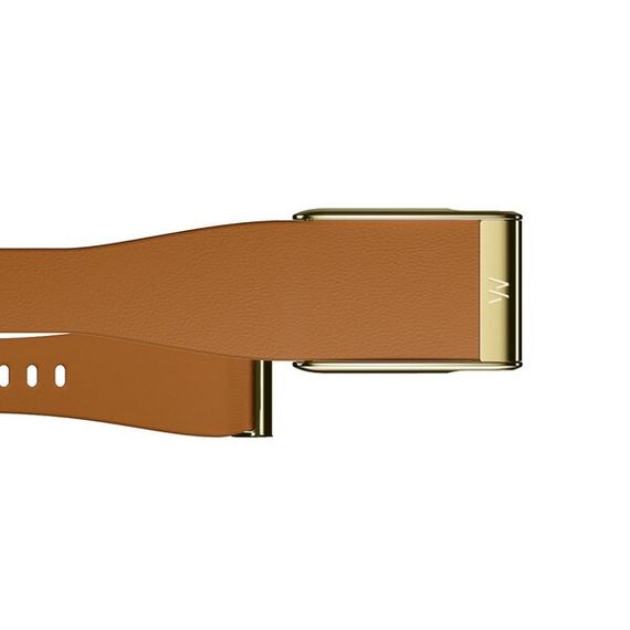 Кожаный люксовый ремешок для Whoop MG LeatherLuxe Tapered Band Camel with Gold