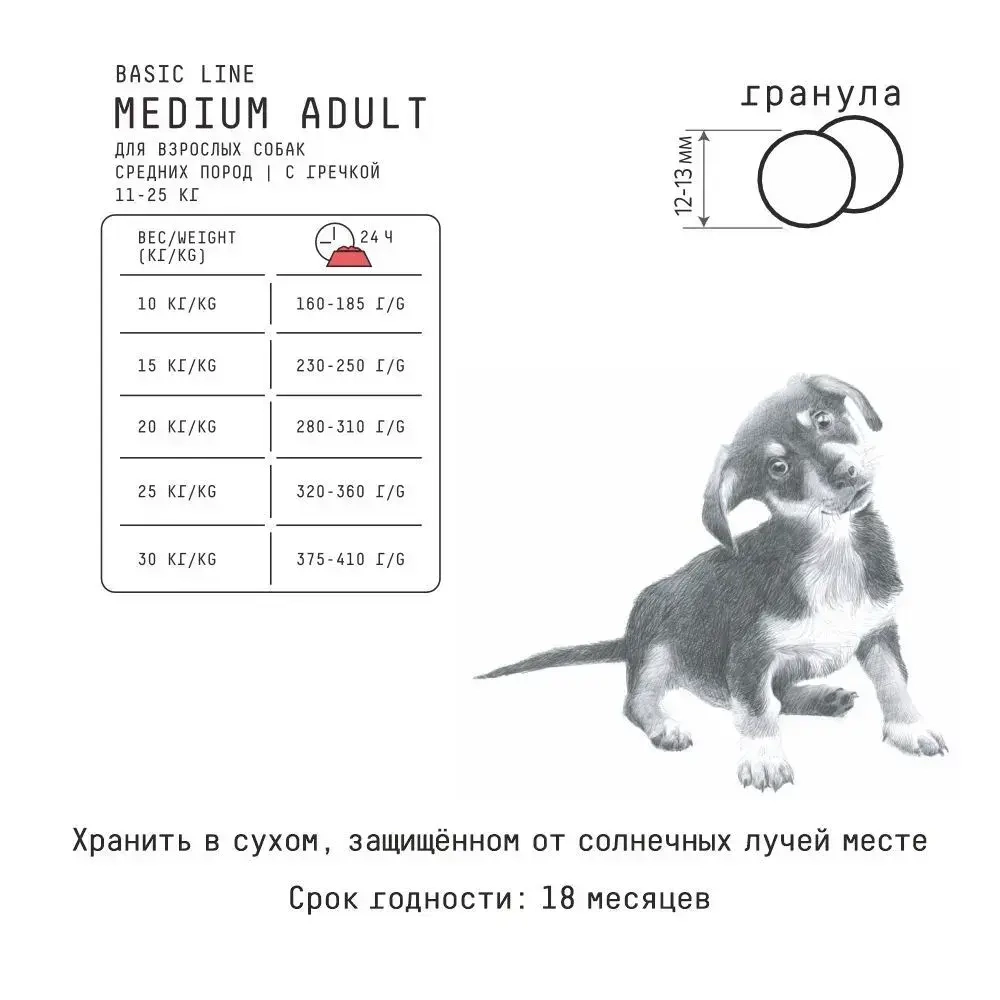 AJO (Айо) Dog Medium Adult Сухой полнорационный корм с гречкой для взрослых собак средних пород, 2 кг
