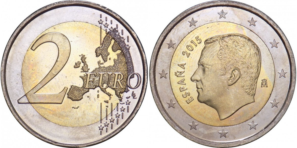 Испания 2 евро, 2015 - 2025 Король Филипп VI XF