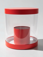 Плотная коробка-аквариум для торта с прозрачными стенками Цвет :Красный.