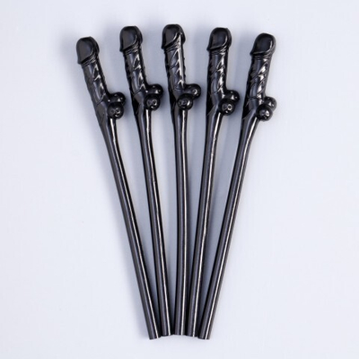 Трубочки "Девичник" черные 5 шт.