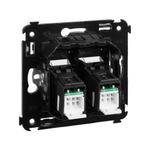 Компьютерная розетка RJ-45 в стену, кат.6А двойная, "Avanti", "Черный квадрат"