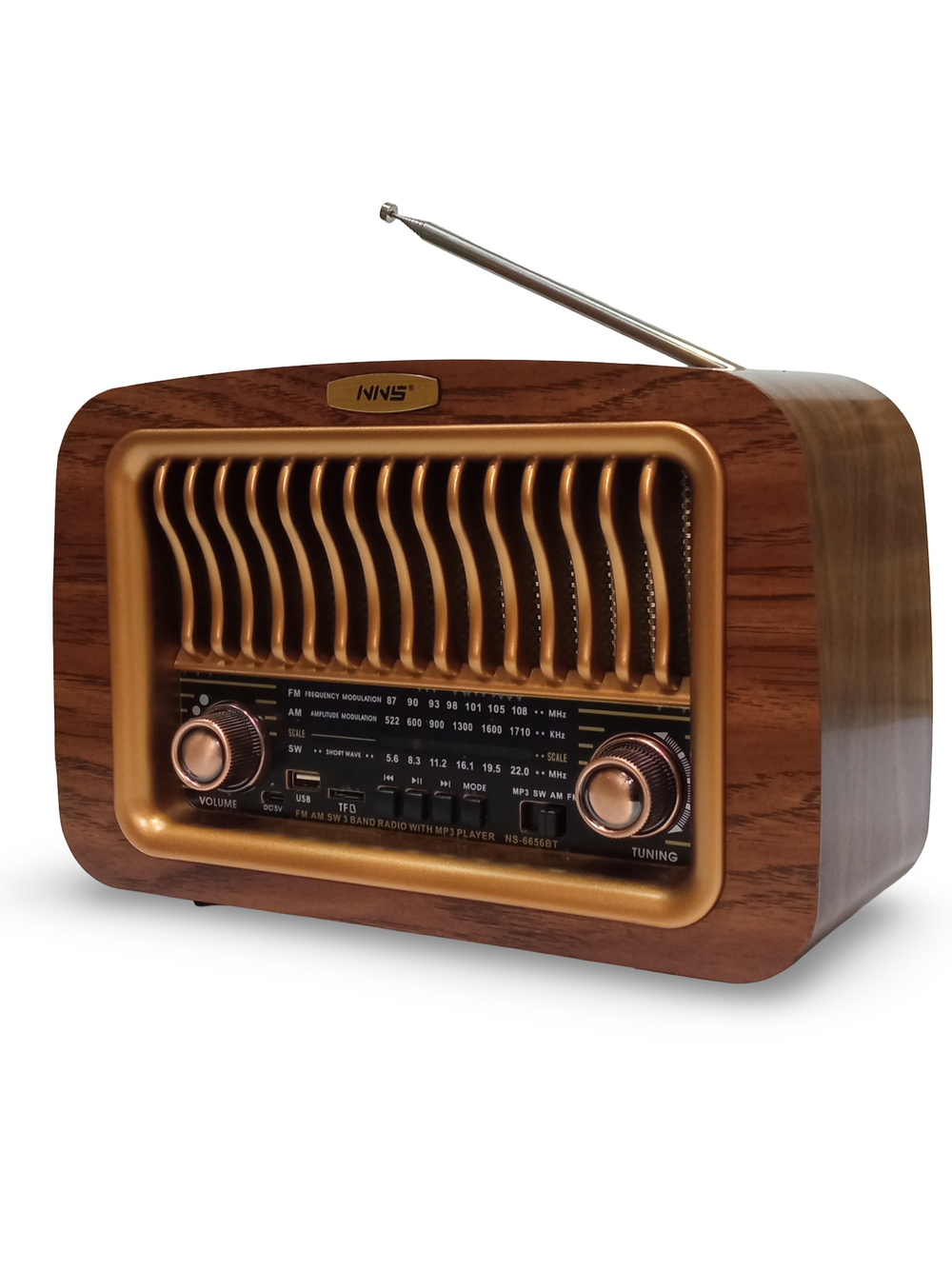 Радиоприемник в ретро стиле+MP3 плеер, Bluetooth TWS NS-6656BT