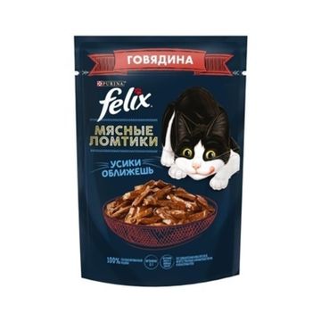 Felix Мясные ломтики влажный корм для кошек с говядиной 85 гр
