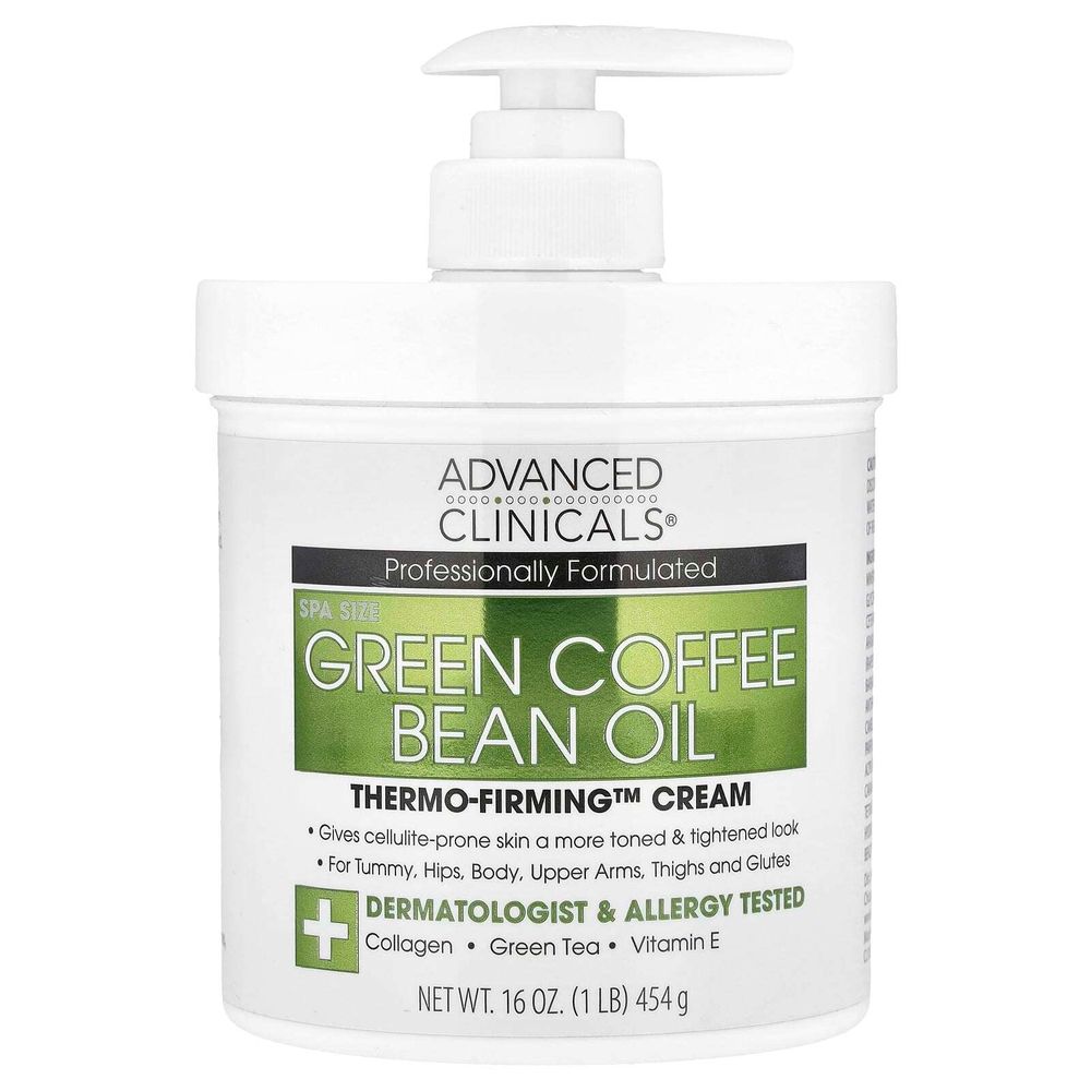 Advanced Clinicals, Масло из зеленых кофейных зерен, Thermo-Firming ™, крем, 454 г (16 унций)