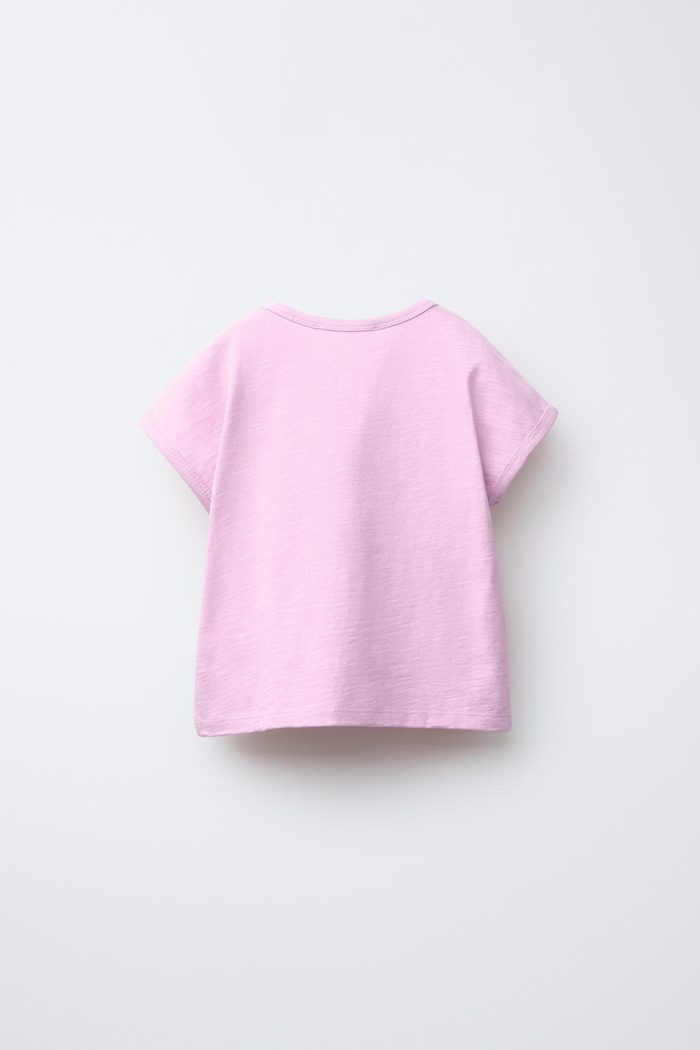 ZARA ОДНОТОННАЯ ФУТБОЛКА ИЗ РЕЛЬЕФНОЙ ТКАНИ, ЛИЛОВЫЙ