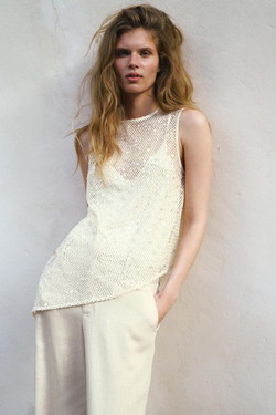 ZARA ТОП С ПАЙЕТКАМИ, ЭКРЮ