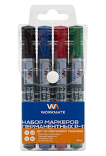 Набор маркеров перманентных Workmate P-11, пулевидные, 2-4 мм, 4 штуки/цвета