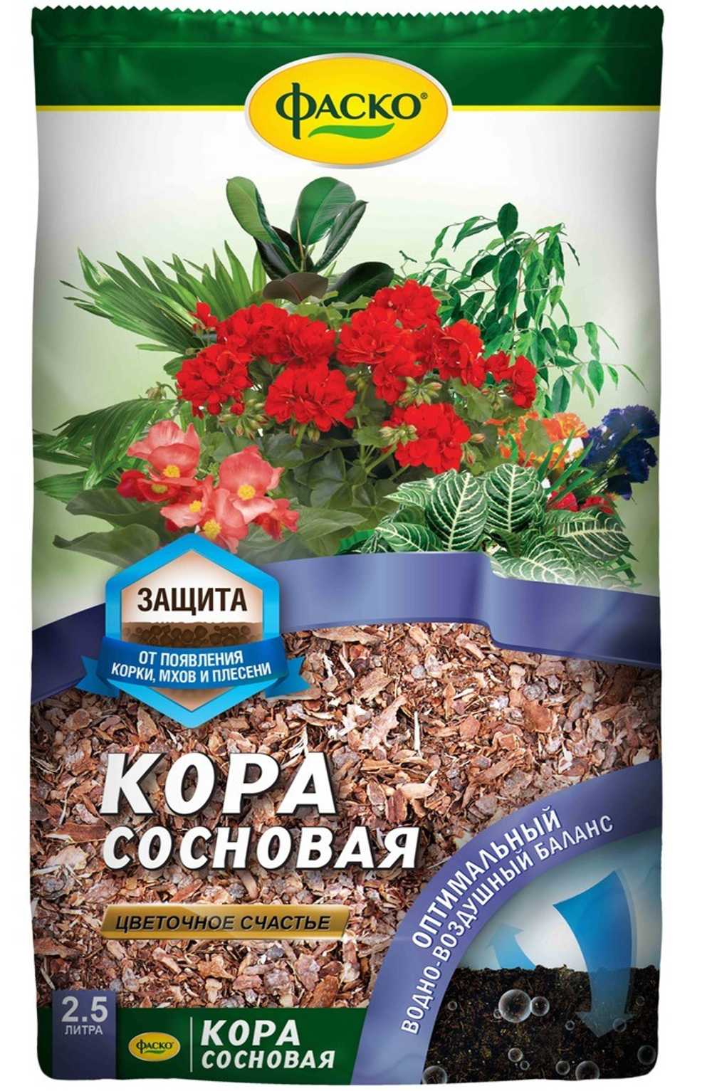 Кора сосновая ФАСКО® "Цветочное счастье" 2,5 л.