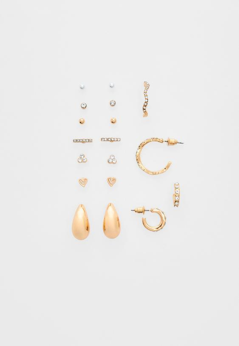 STRADIVARIUS Набор из 9 пар миниатюрных серёжек, золотой