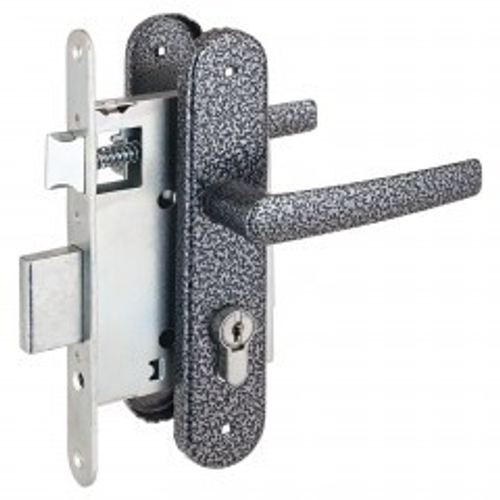 Замок врезной Птимаш ЗВ4-3.08 (ЗВ4-1.55) серебро СТЯЖКИ м/о 55, с/руч  /8835