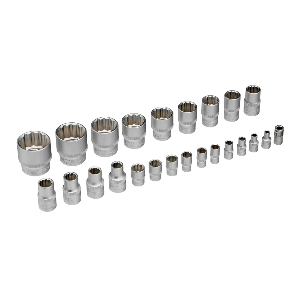 Набор инструментов, 1/2", 1/4", CrV, 12 гранные головки, пластиковый кейс, 76 предметов Stels