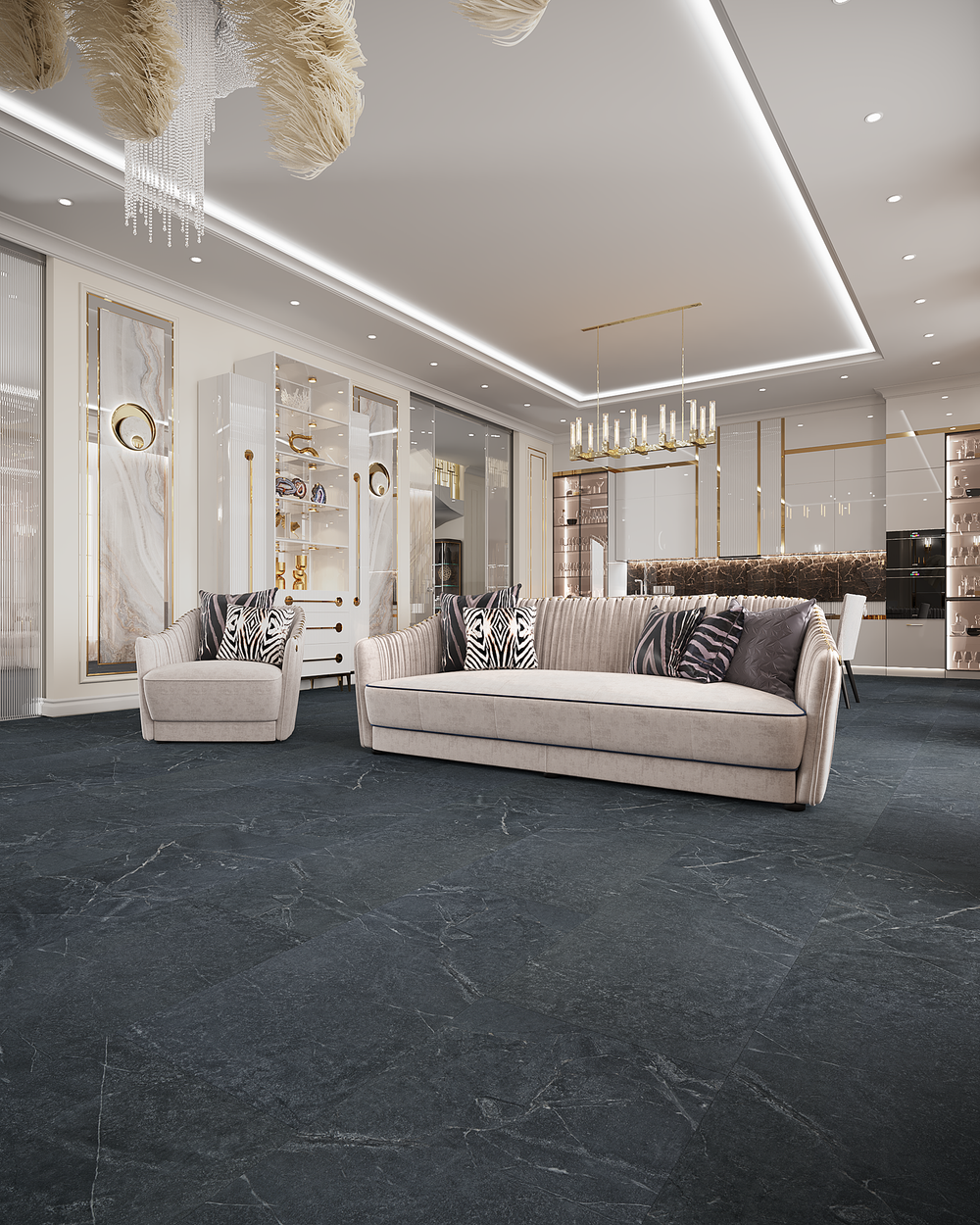 LVT-плитка VINILAM 91909 Ионический Мрамор (4,513м2) клеевой