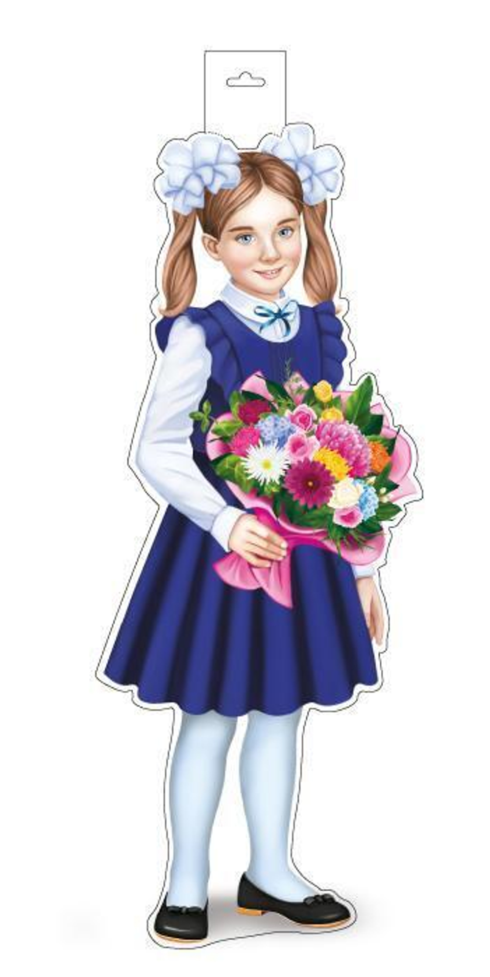 Плакат вырубной А3 "Школьница с букетом" двухсторонний, ВД-лак Ф-16215 (Сфера)