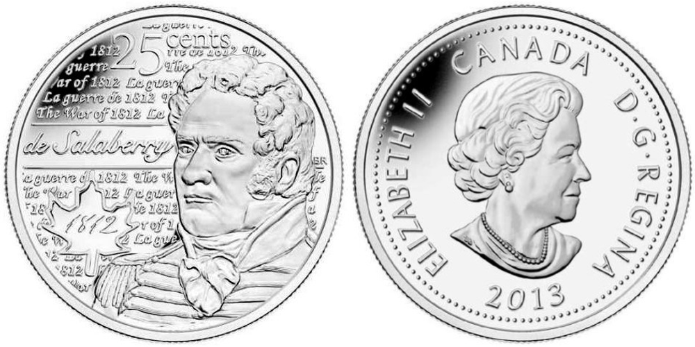Канада 25 центов, 2013 Война 1812 года - Шарль де Салаберри