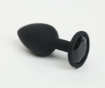 Черная анальная пробка с черным стразом - 7,6 см.