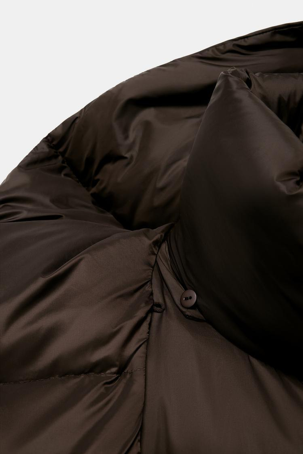 ZARA ВОДОНЕПРОНИЦАЕМЫЙ ВЕТРОЗАЩИТНЫЙ ПУХОВИК С КАПЮШОНОМ ИЗ ПЕРА И ПУХА, КОРИЧНЕВЫЙ