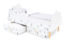 Детская кровать Бельмарко Stumpa Облако Домики ч/б