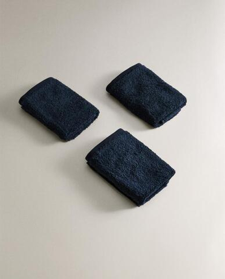 ZARA HOME ПОЛОТЕНЦЕ ИЗ ХЛОПКА ВЫСШЕГО КАЧЕСТВА (НАБОР ИЗ 3 ШТ), ЧЕРНИЛЬНО-СИНИЙ
