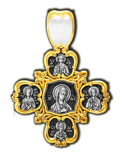 Крест со Спасом, евангелистами, Невской Богородицей, Верой, Надеждой, Любовью и Софией.