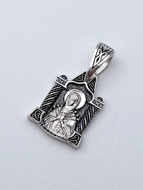 Образок из серебра/Частичное чернение/Подвижное ухо/Семистрельная