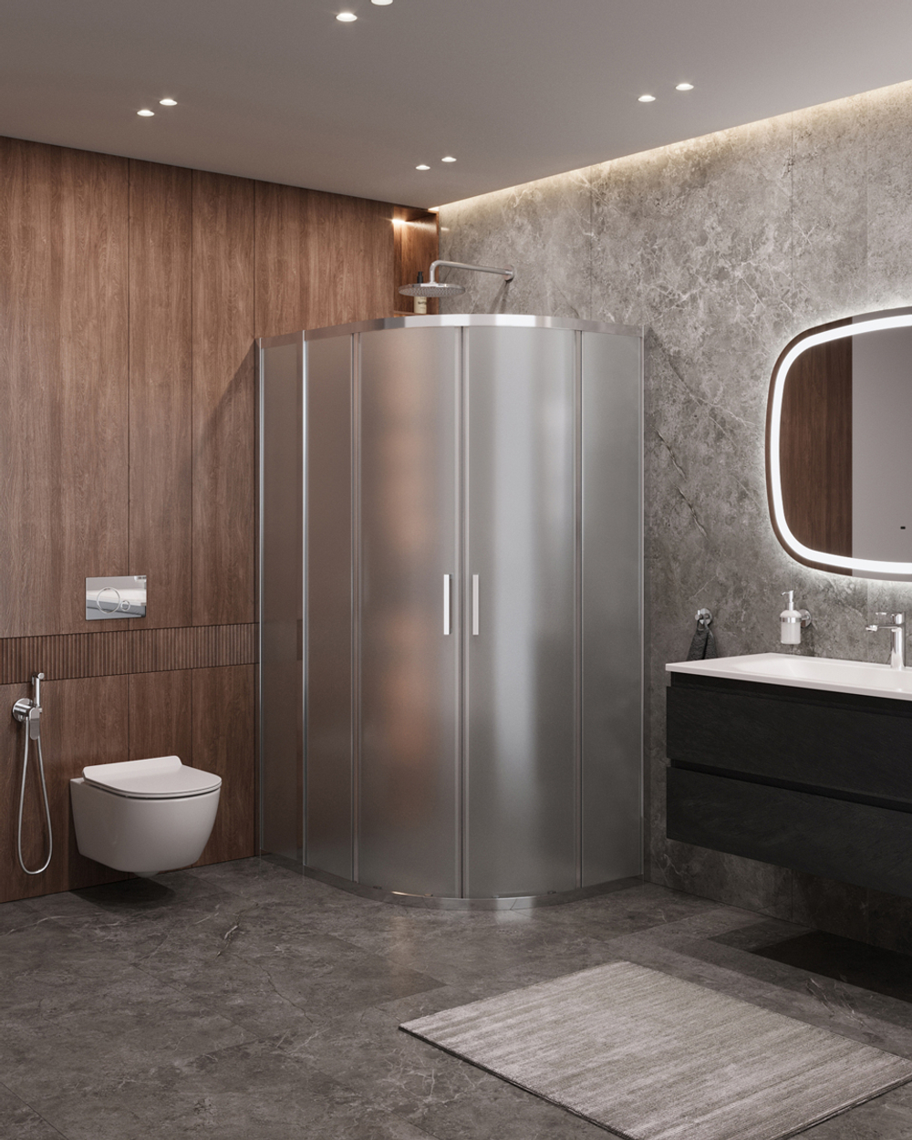 Душевой уголок Cezares MOLVENO-RH-2-110/90-P-Cr, 110х90х195, профиль хром, стекло Punto матовое