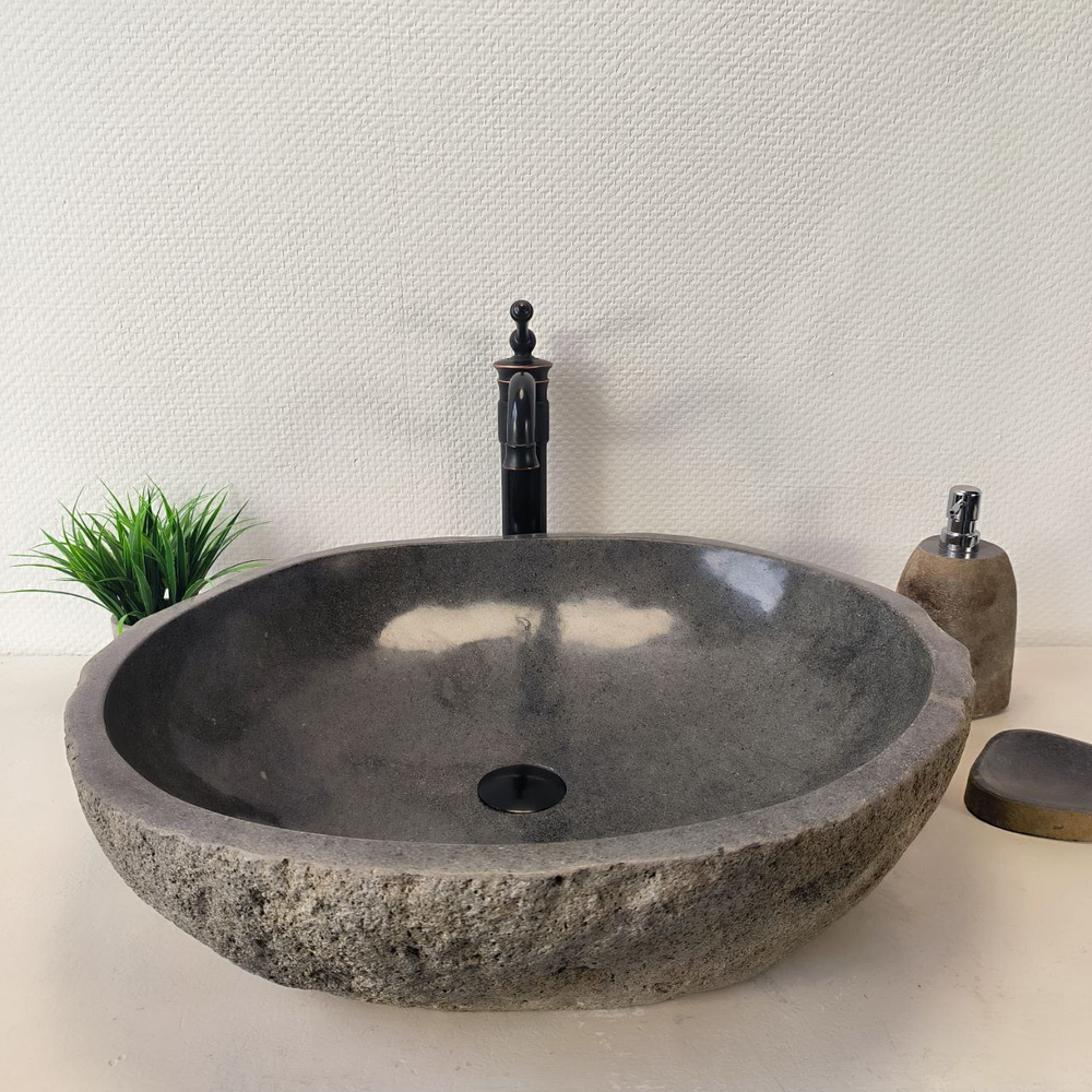 Раковина из речного камня RS-66039 61х54х15 из натурального камня