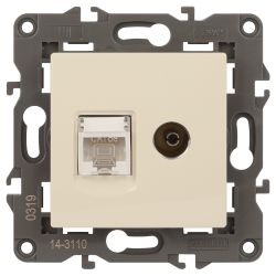 Розетка ЭРА Elegance 14-3110-02 RJ45+TV IP20 слоновая кость