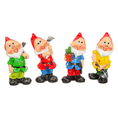 Фигура садовая "Гном" 21см, 4 дизайна, полистоун