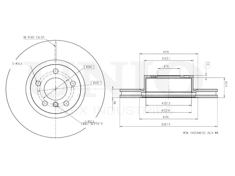 Диск тормозной передний UNIO BRD-20342