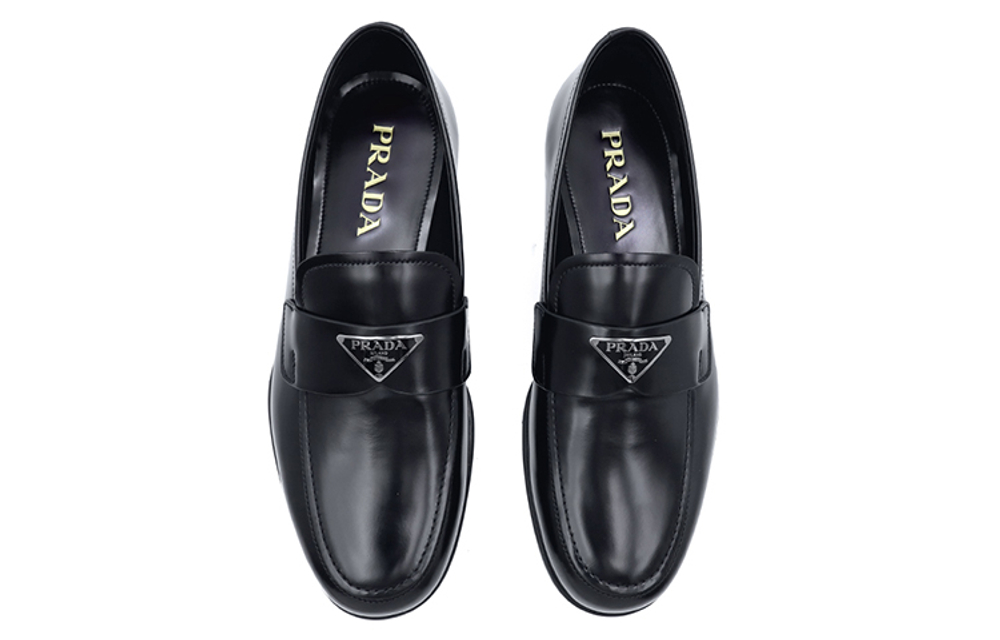 PRADA Brushed Leather Penny Loafers