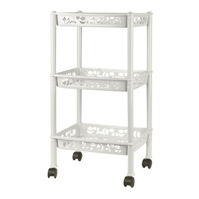 Этажерка Keeplex Light на колесиках трехсекционная малая прямоугольная 37х29х69 см белое облако