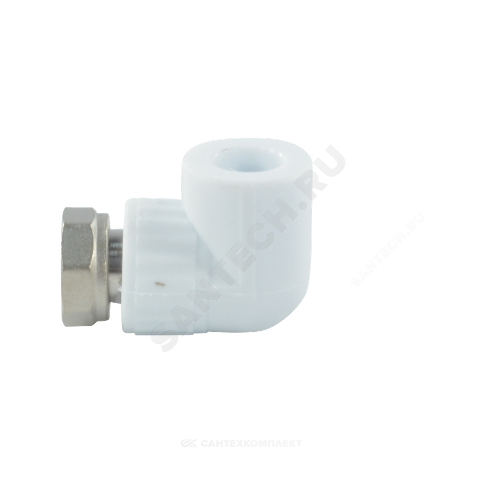 Угольник PP-R комбинированный белый Дн 20х3/4" с накидной гайкой VALFEX 10138120