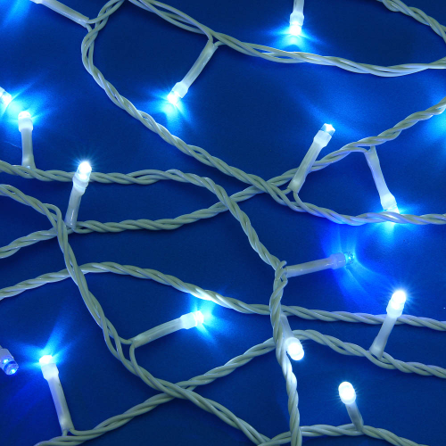 СНОУ БУМ Гирлянда эл. вьюн 20м, 180LED белый/синий, мерцание, ПВХ белый, коннектор, 220В