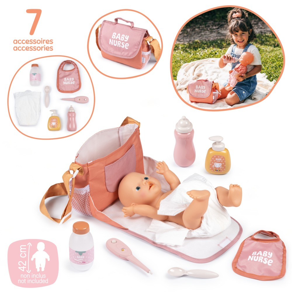 SMOBY Baby Nurse - Пеленальная сумка для куклы 42 см + 7 аксессуаров 220387