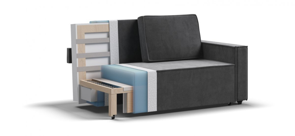 Диван Норд двухместный Велюр Монолит серый