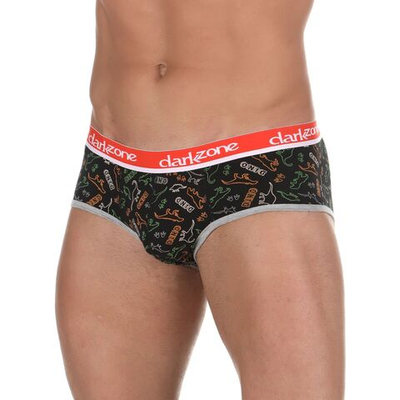 Черные хлопковые трусы-брифы с принтом в виде динозавров (Размер: S) (Цвет: черный)