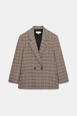 ZARA БЛЕЙЗЕР ОВЕРСАЙЗ В КЛЕТКУ, ЧЕРНЫЙ/КОРИЧНЕВЫЙ