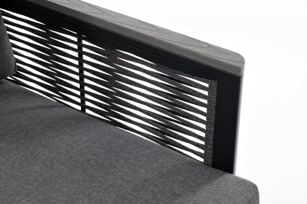 "Сан Ремо" кресло плетеное из роупа садовое, каркас алюминий темно-серый, роуп серый, ткань серая