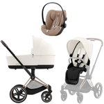 Коляска Cybex Priam IV Rosegold complete Cloud G Almond Beige Plus Base G 3 в 1 Off White