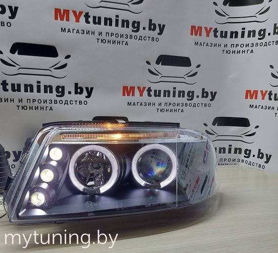 Передние фары angel eyes black для VW Passat B5 GP