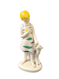 Фарфоровая статуэтка "Девочка с козлёнком" Полонский ЗХК